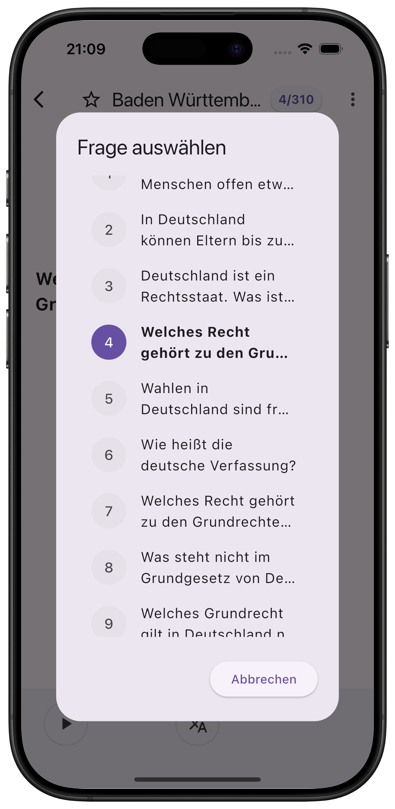 bezel question selection